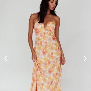 Floral Maxi Dress in Orange and Yellow